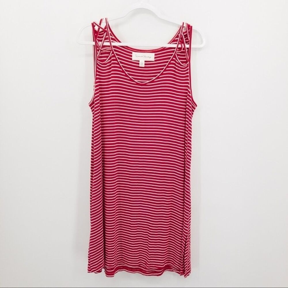 French Laundry Women's Striped Sleeveless Dress Red White Lightweight Size XL
